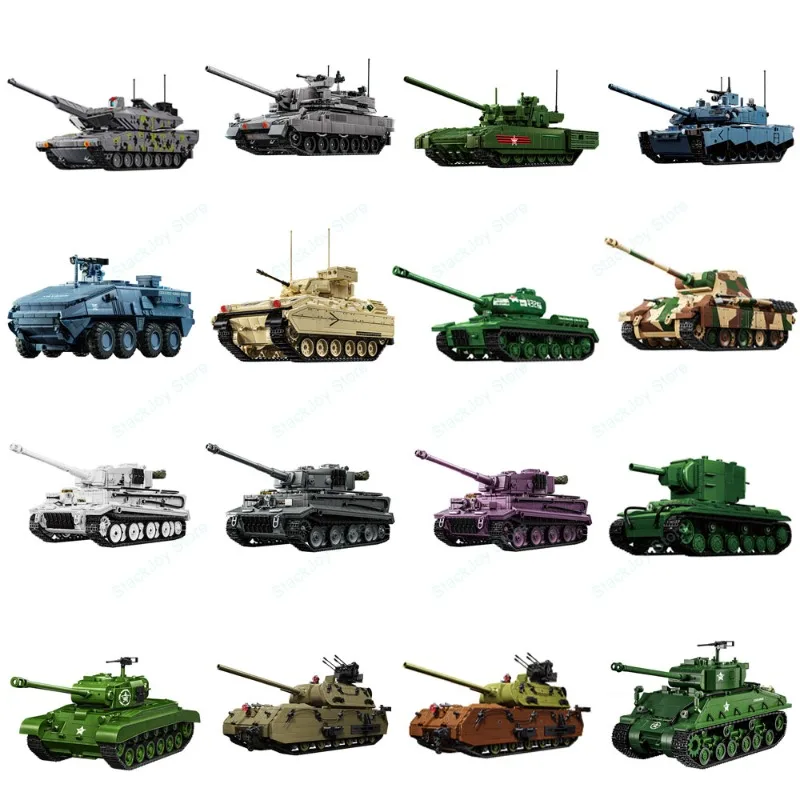 

MOC Military Tank Model Building Blocks WW2 Army Armored Vehicle Panzer VIII MAUS Tiger Assemble Bricks Children's Toys Gift