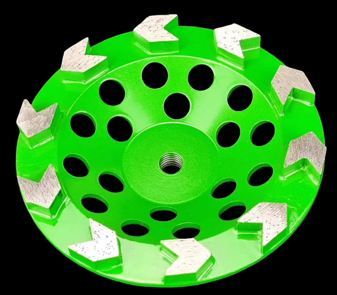[5/8''-11 Thread] NCCTEC 7'' Diamond Arrow teeth Segments Disk floor grinding cup Wheels | 180mm Concrete grind polishing discs
