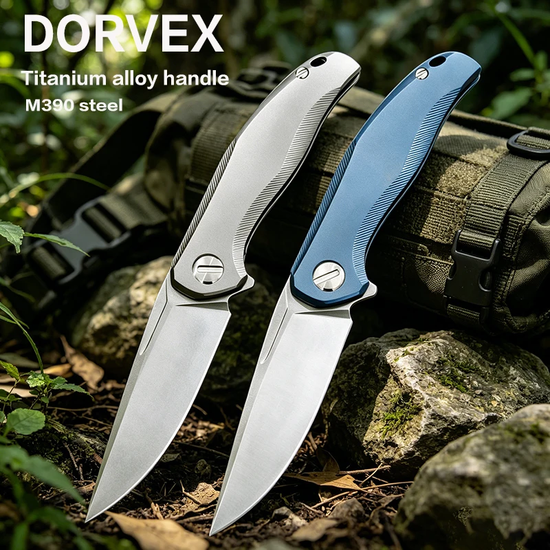 

DORVEX Folding Knife M390 Blade Titanium Alloy Handle Outdoor Camping Survival Pocket EDC Tool Folding Knife fruit Knife
