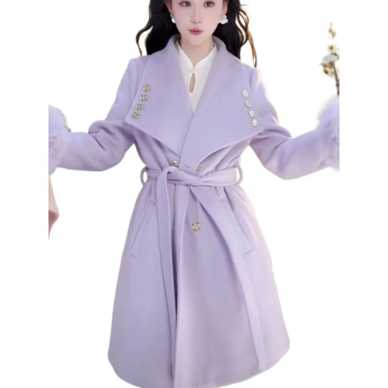 

Шерстяное пальто премиум-класса на пуху с хлопковой подкладкой Muse, зимнее модное легкое роскошное утолщенное новое темпераментное осеннее и зимнее пальто, куртки