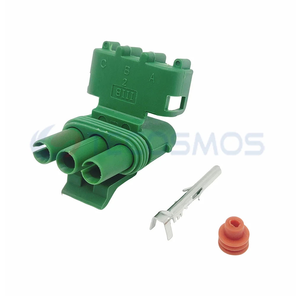 For Delphi 12020403 Green Weather-Pack Series Map Sensor 3-Pin Female Connector with Copper Contacts and ABS Housing Waterproof