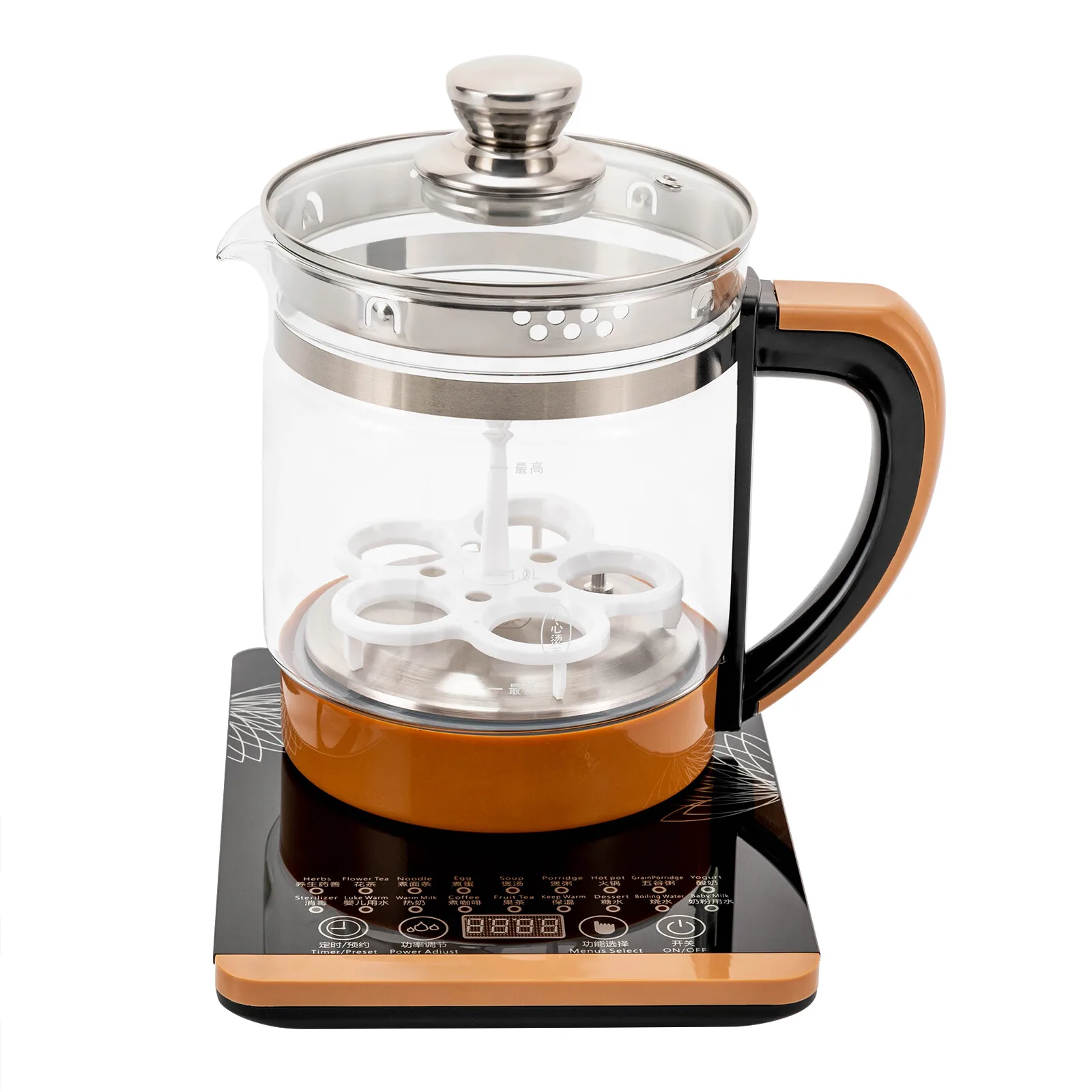 

1.8L Tea Making Facilities, 800W 110V Electric Glass Kettle for Boiling Water, 18 Smart Menu and Boil-Dry Protection