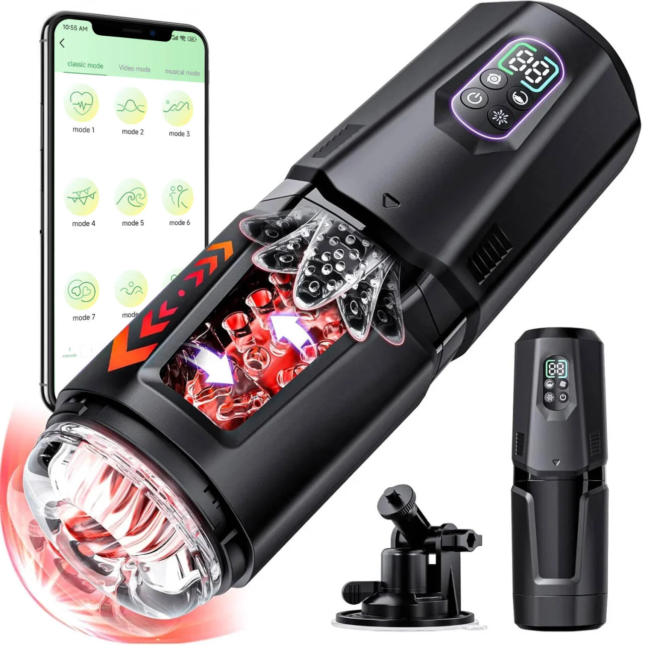 Automatic Thrusting Rotating Licking Modes Male Penis Masturbation Cup Sex Machine Stroker with Base Adult Sex Toy for Men