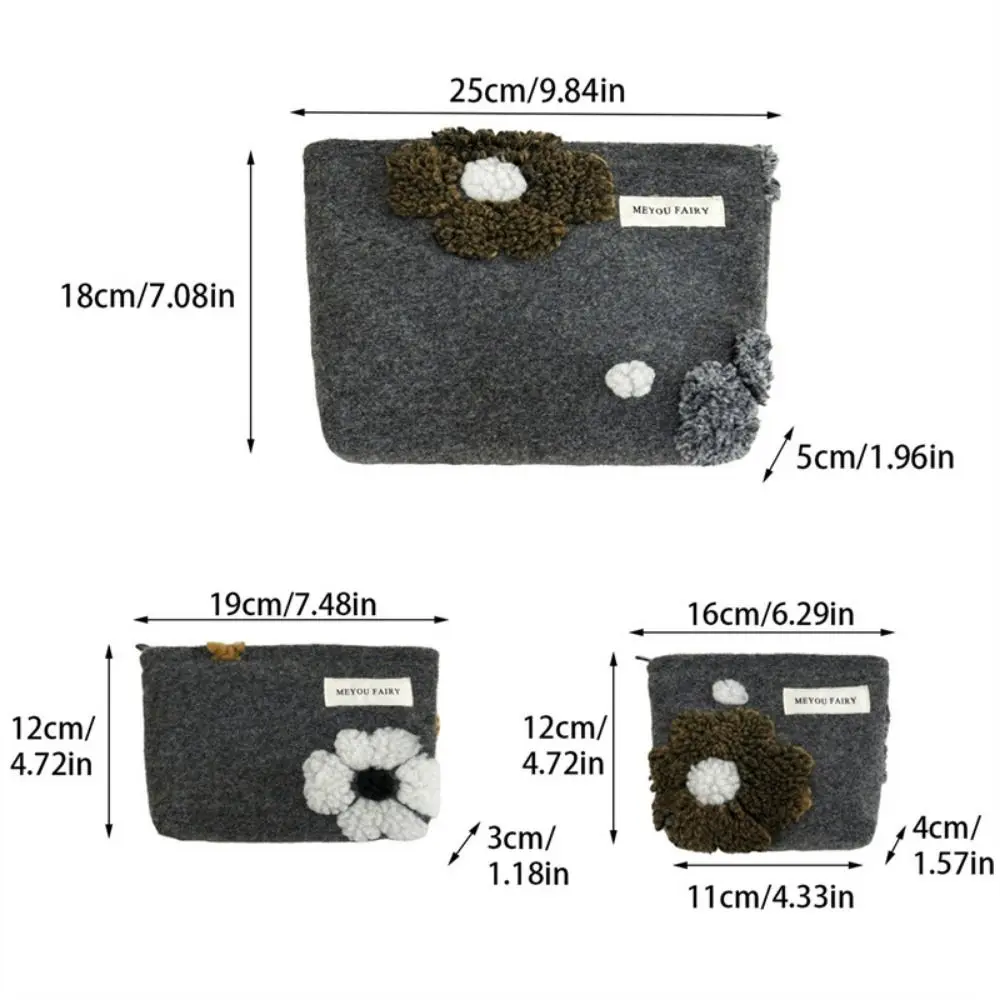 Borsa per il trucco con fiori di pecora cartone animato Borsa per cosmetici in lana grigia Borsa da toilette multifunzionale di grande capacità Bussness da viaggio