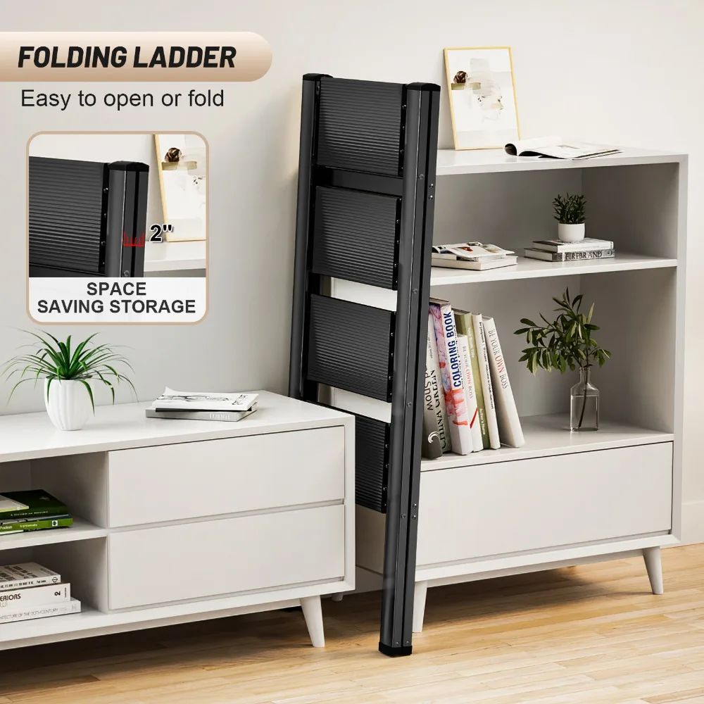 Ladnamy New Four Steps Ladder Ladder Multi-Functional Aluminum Alloy Folding Stair Household Indoor Flower