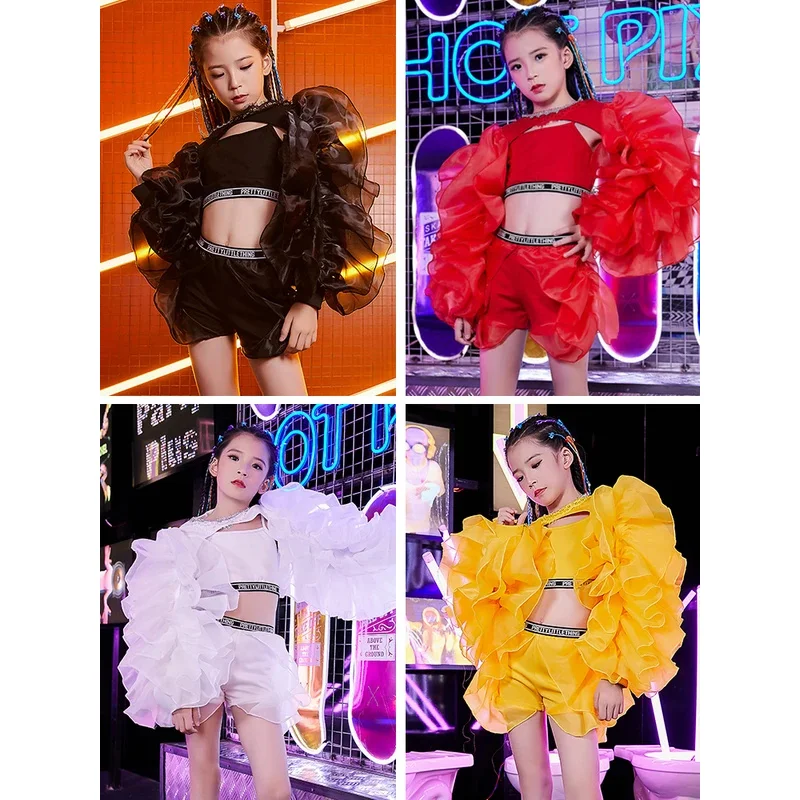 

DY20Детские соревнования Топы Брюки Одежда в стиле хип-хоп Одежда для джазовых танцев Костюмы Костюм для девочек Крутая сценическая одежда Одежда для бальных танцев25