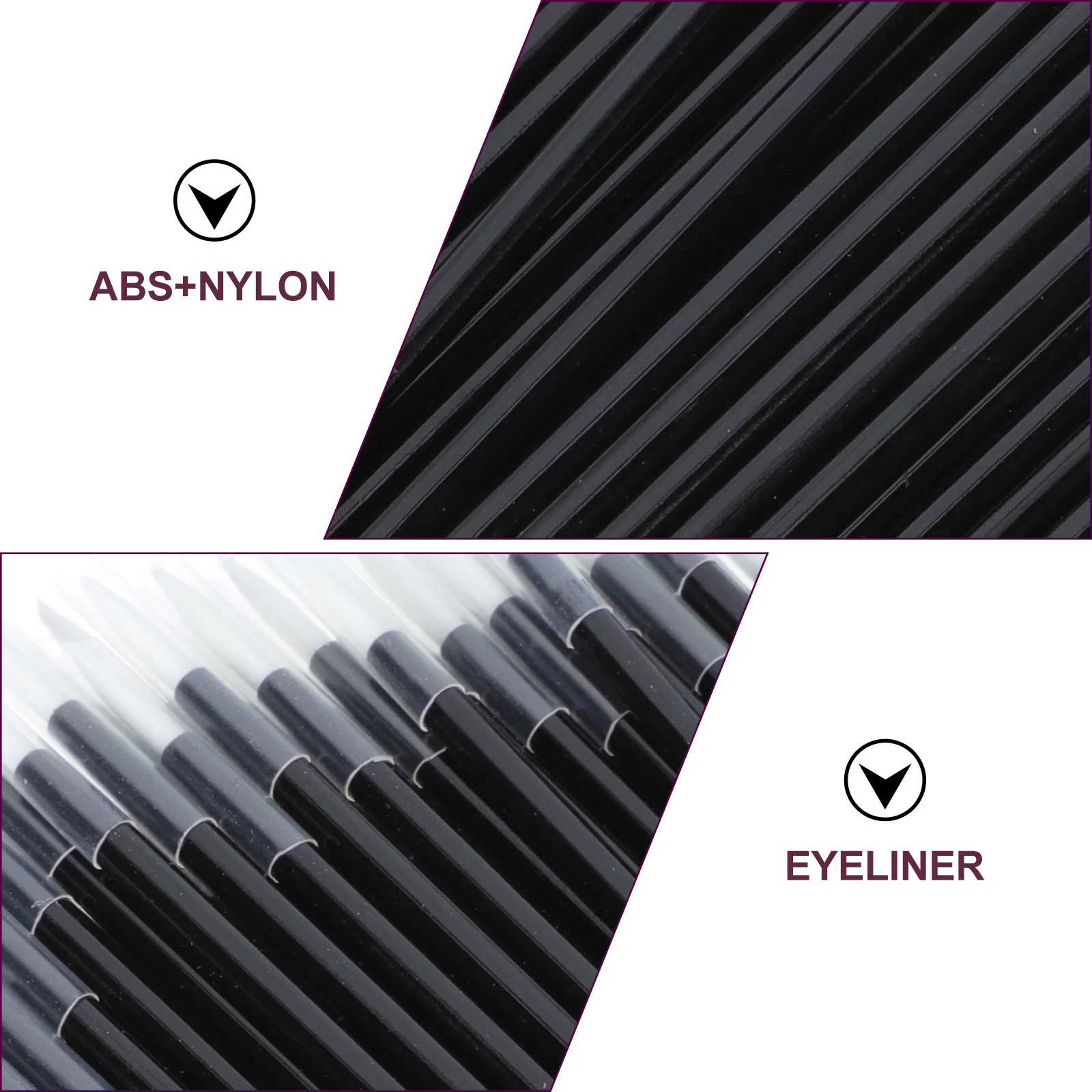 

50pcs Makeup Brush Comfortable H Eyeliner Brush Easy to Carry Plastic ABS Nylon Hair Women Tools Gift