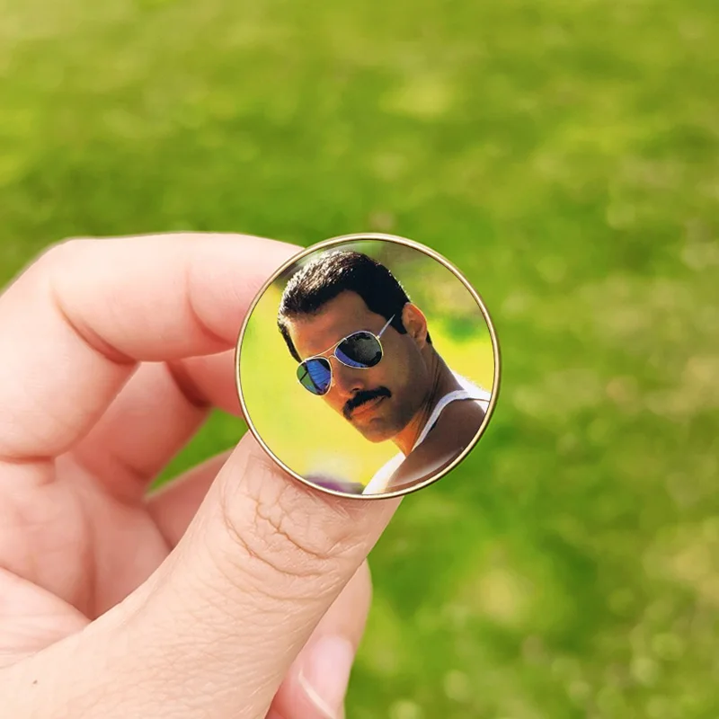 Freddie Mercury Pin Queen Badge Music Band Photo Glass Cabochon Brooches Metal Pins For Clothes Backpack Decoration Fans Gift