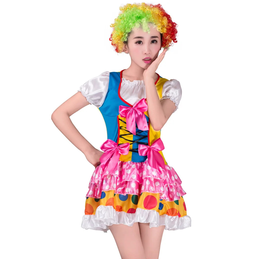 Fantasia de palhaço de Halloween para mulheres, Trajes femininos, Vestido extravagante de circo, Halloween Joker, Variedade, Meninas, Adulto