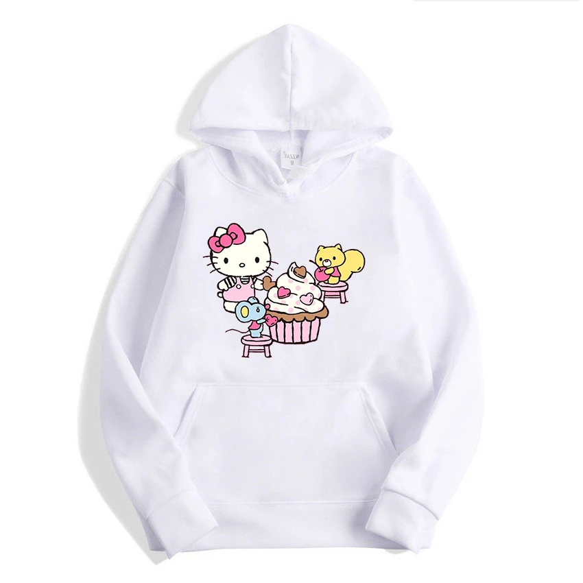 Daily Disney Printed Men Hoodies Cartoon Cute Hello Kitty Creative Fashion Graphics Cozy Trendy Autumn Winter Male Sweatshirts