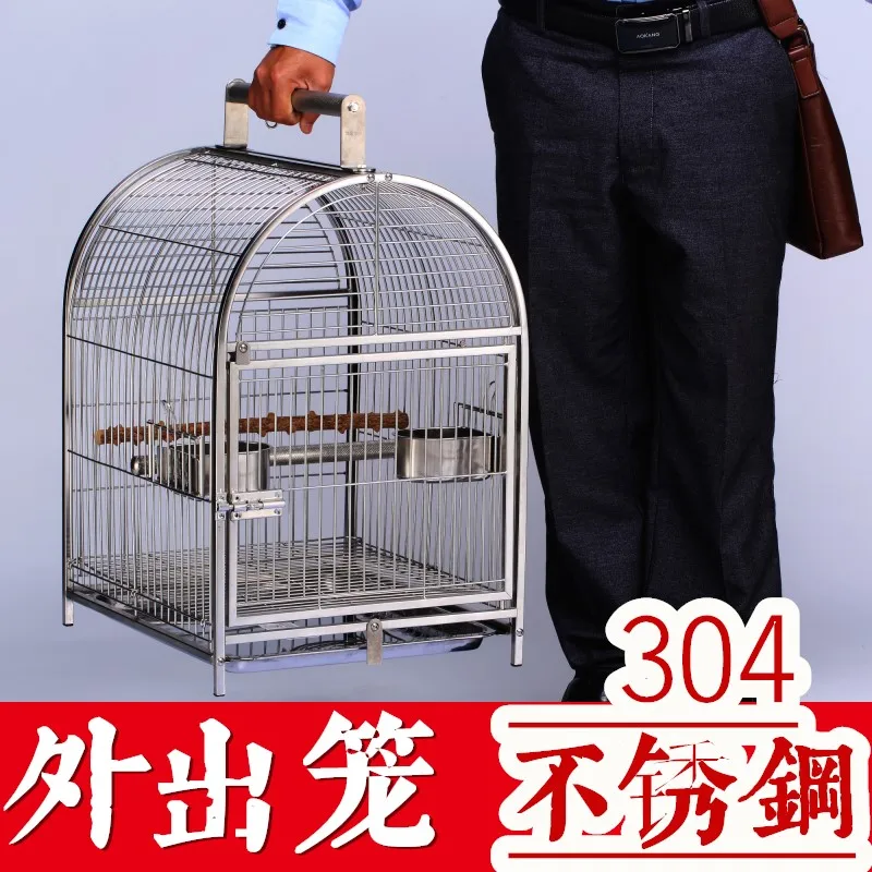 Take-out  Stainless steel parrot out bird   Mystic phoenix gray parrot bird   Breeding parrot cage Large station