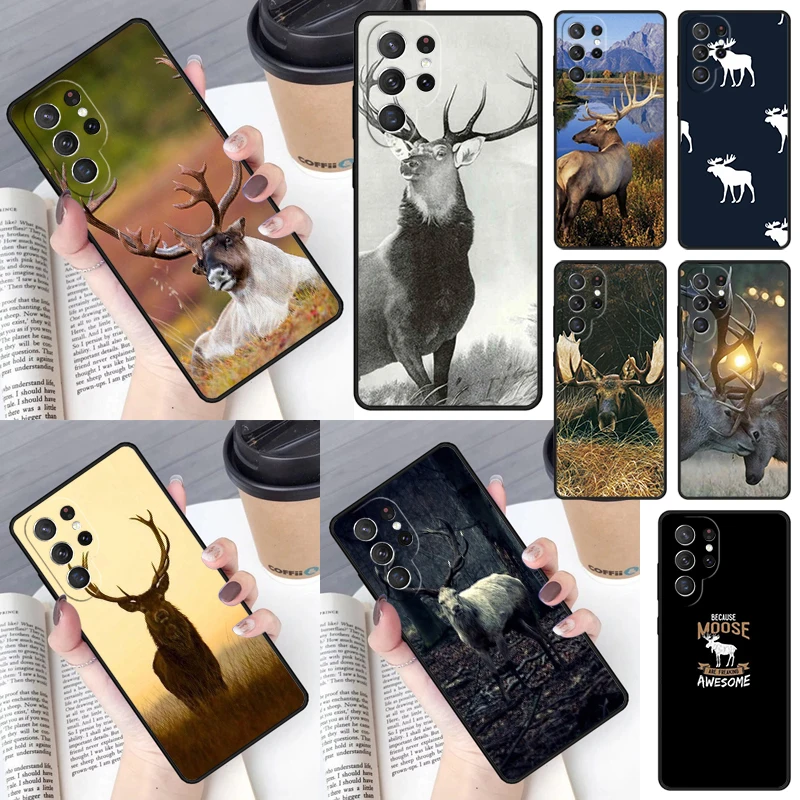 Beautiful Nature Wild Reindeer Moose Stag For Samsung Galaxy S23 Ultra S22 S20 S21 FE S8 S9 S10 Plus Note 10 20 Ultra phone Case