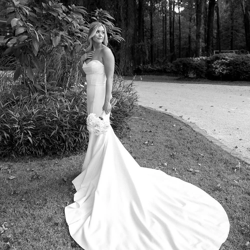

Civil Mermaid Wedding Dresses For Bride 2025 Court Train Buttons Backless Bridal Gowns Simple Wedding Party Gowns Customized