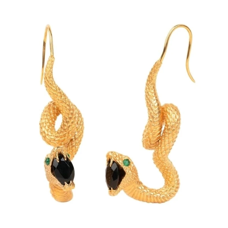 Fashionable Snake Drop Earrings Black Serpents Dangle Ear Rings Stylish Ear Studs Jewelry for Daily Wear