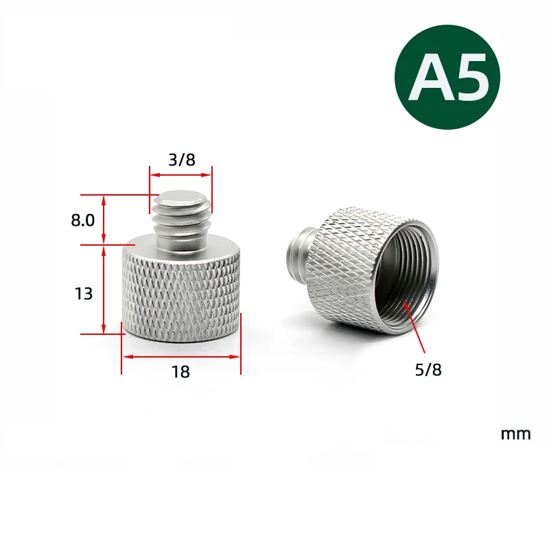 Dado di conversione vite per fotocamera 2pc da 5/8 a 3/8 a 1/4 pollici supporto adattatore per treppiede DSLR piastra a sgancio rapido supporti fotocamera Acc