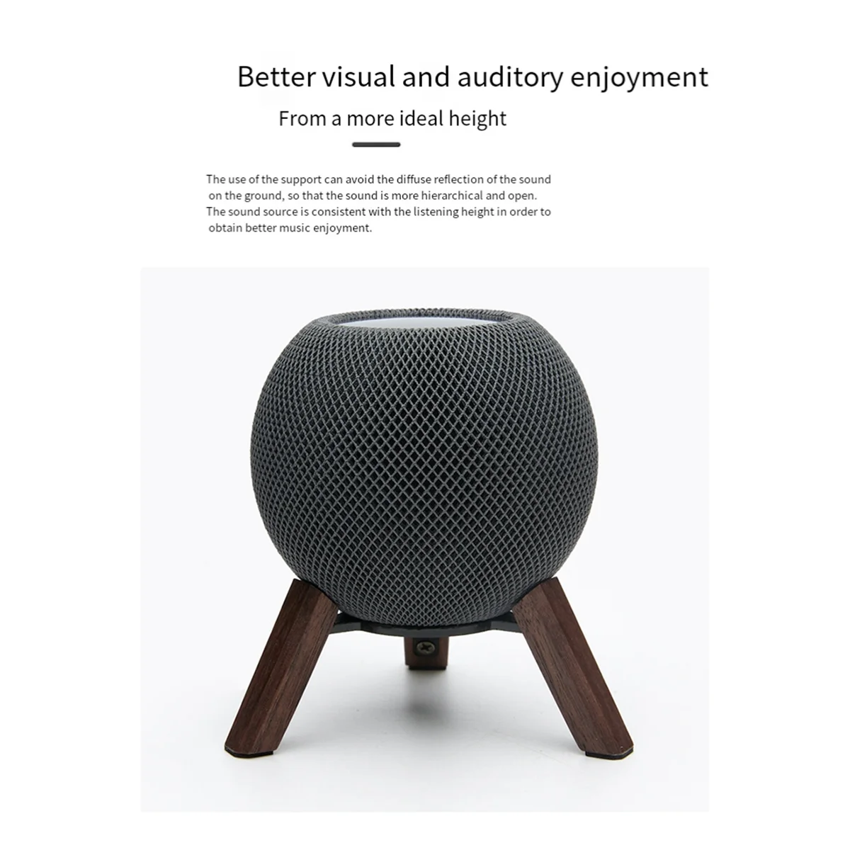 U-VBN-Real Wood Stand for Homepod Mini Wooden Holder Tripod with Metal Frame Home Pod Mini Speaker Well