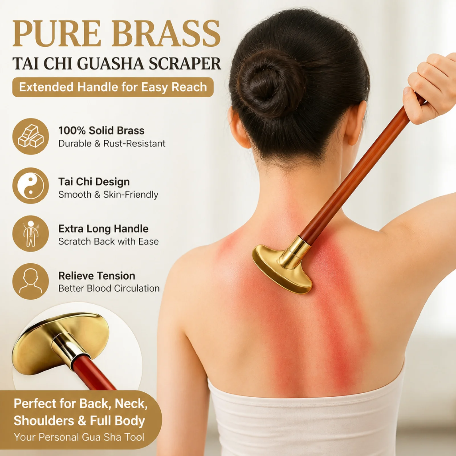 Gua Sha Self Use Long Handle Gua Sha Ergonomic Design Myofascial Release Tool Tool Rosewood Tai Chi SET