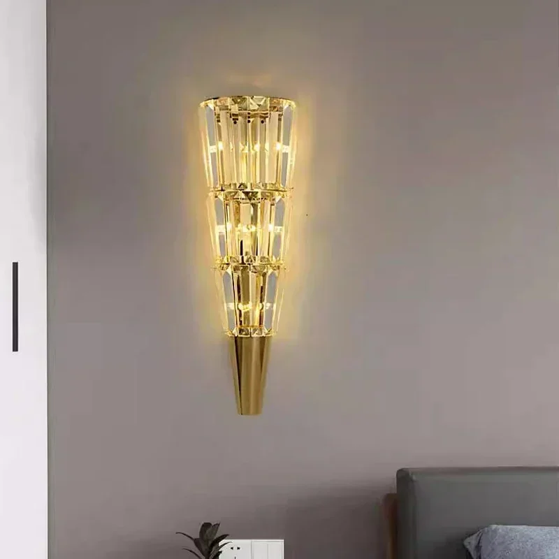 Jmzm Crystal Wall Lamp  Indoor Fixtures For Living Room Bedroom Hotel Hall Gold Villa Sconce Bathroom Mirror Light Vanity Lamp