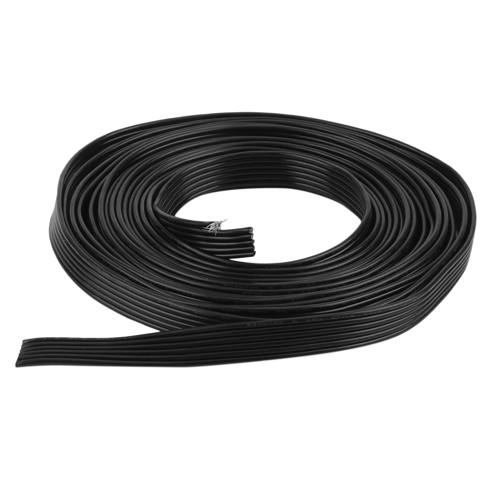 5M/Roll 18AWG UL1007 6P Parallel Ribbon Flat Cable Environmental Electronic Power Wire, Black