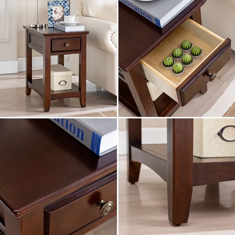 American solid wood edge, few corners, sofa gap, side cabinet with drawers, narrow and long side cabinet