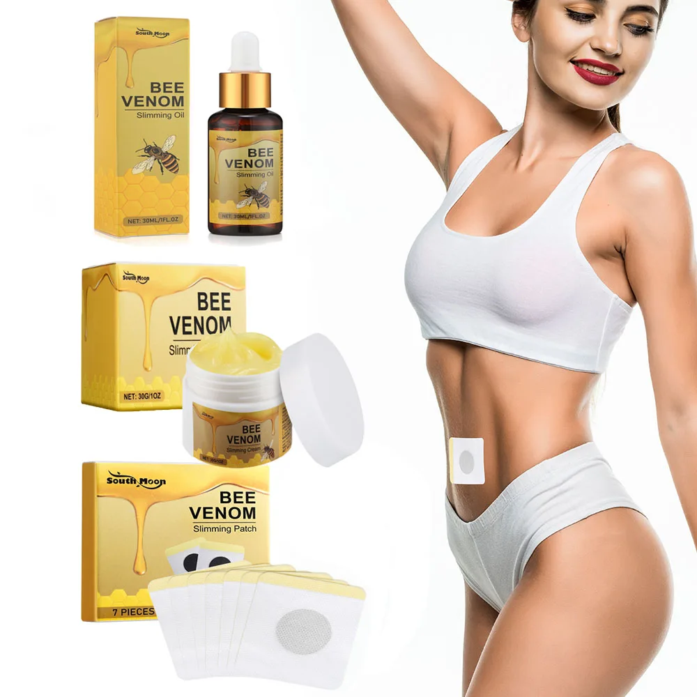 Bee Venom Body Slimming Essential Oil & Cream & Patches Leg Waist Belly Weight Loss Fat Burner Fast Belly Tighten Firming