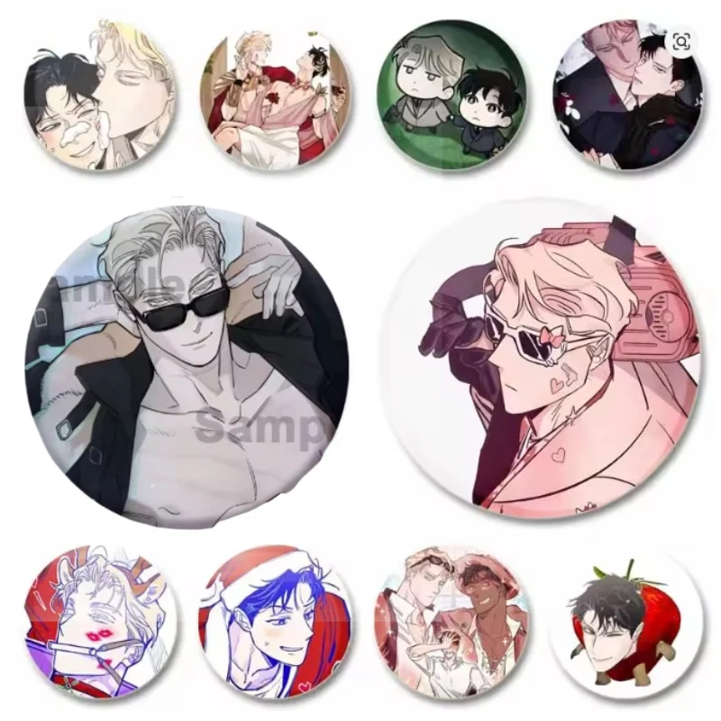 Artistic Comedy Style Dual Male Leads BL Roses Round Brooch Boys Love Manhwa Button Pin Anime Role Caesar Lee Won Badge Fan Gift