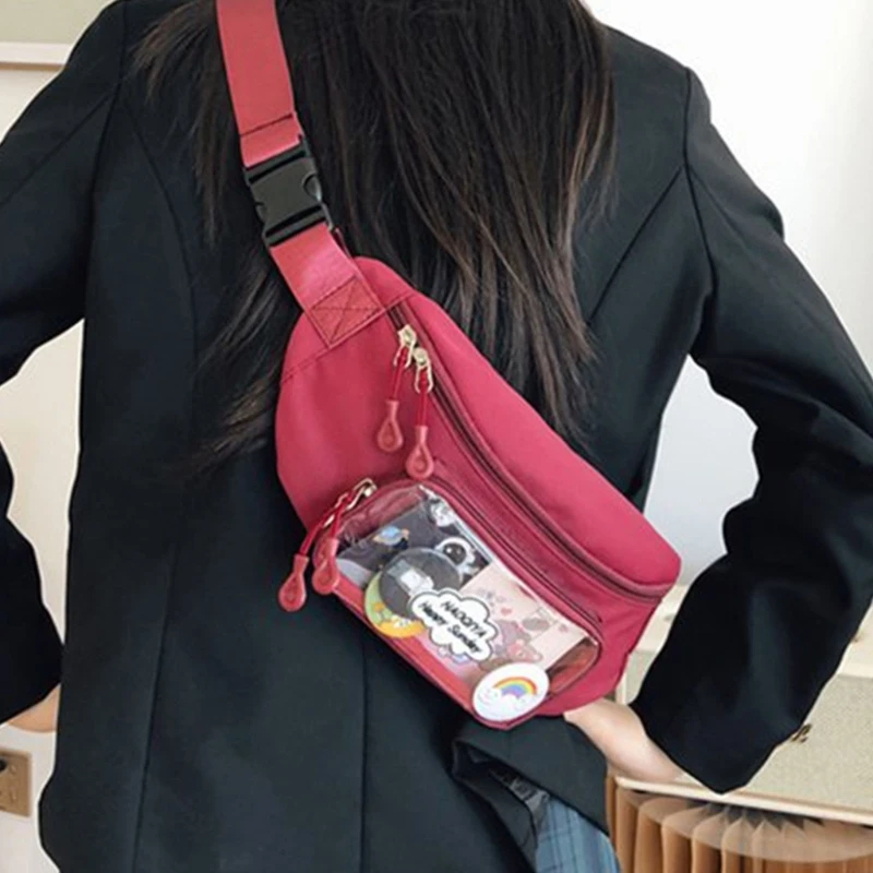 Nylonowa torebka na ramię Studencka przezroczysta torba na klatkę piersiową Animes Display Crossbody Bag