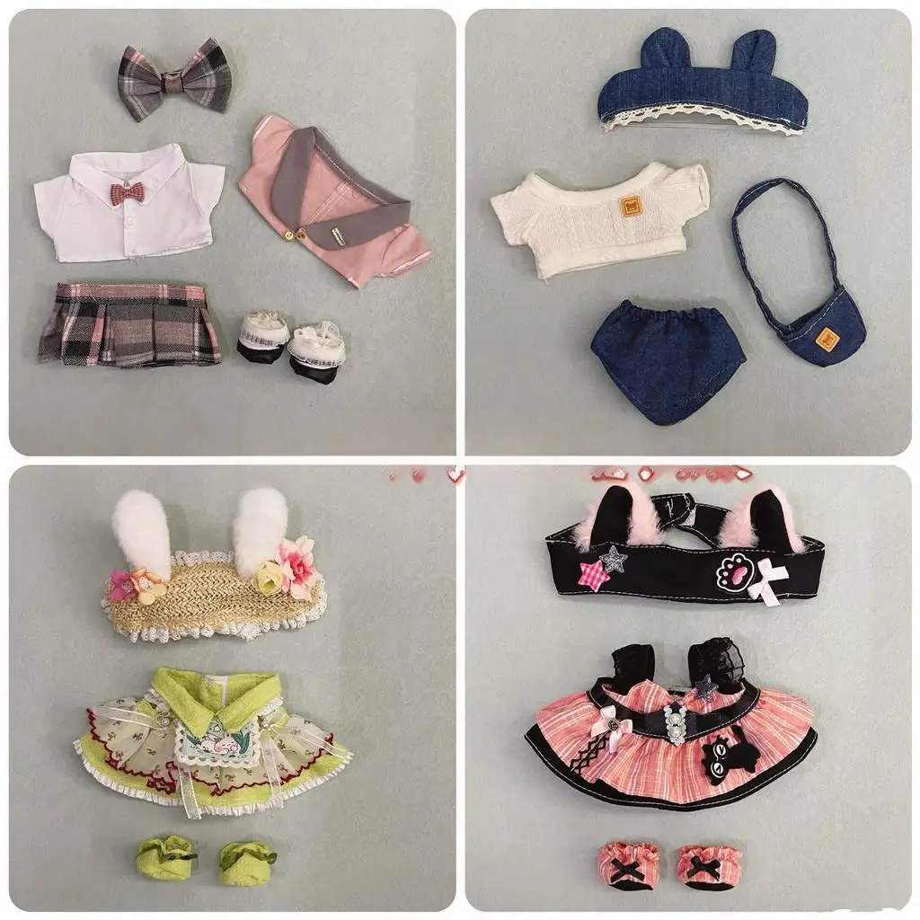 20Cm cotton doll Dress Up Lolita Maid Cute Princess Small Skirt Casual Suit Baby Clothes Accessories