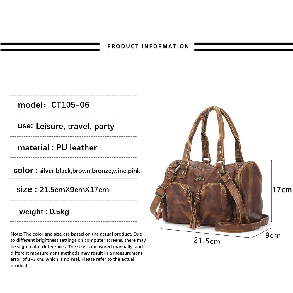 Women's Vintage Distressed PU Leather Handbag Multi-Pocket Crossbody Tote Bag Small Shoulder Purse for Party Shopping