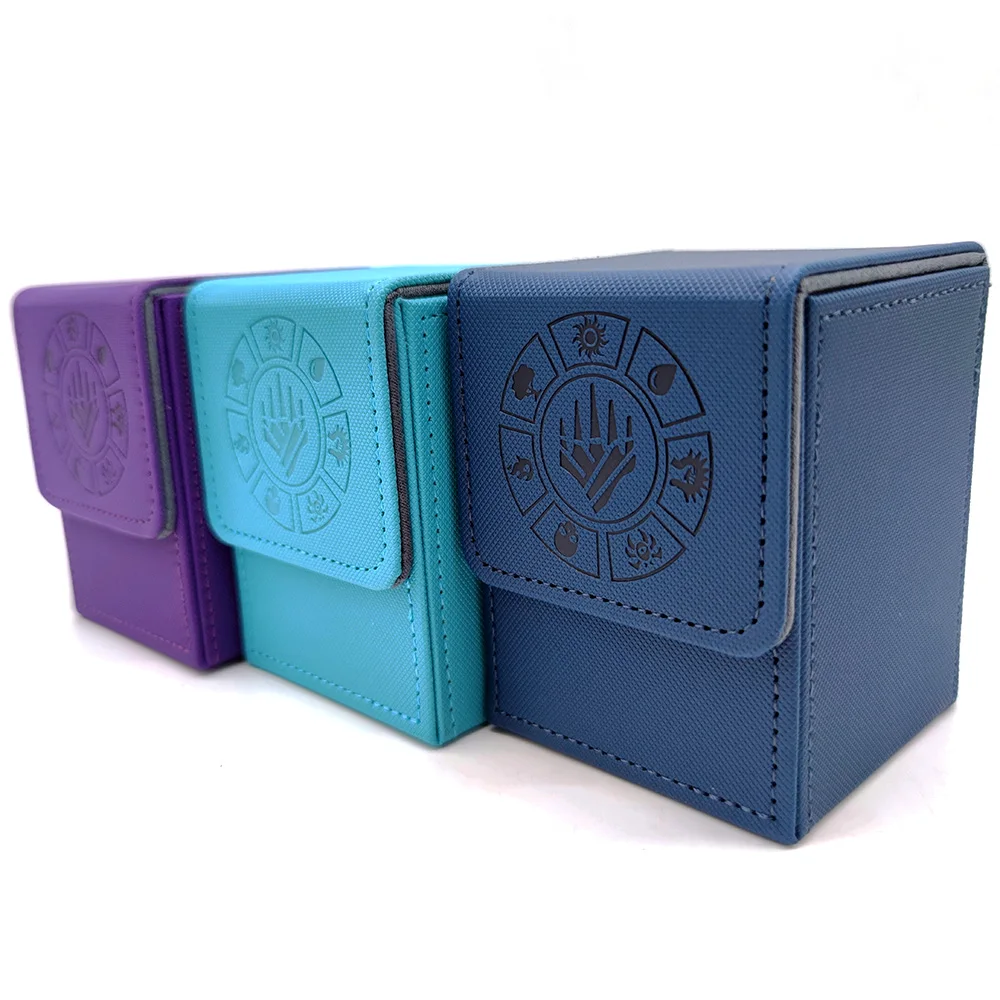 PU Leather 100-Card Deck Box Anime Game Collectible Storage Case for Magic Storm Commander & Tabletop Games