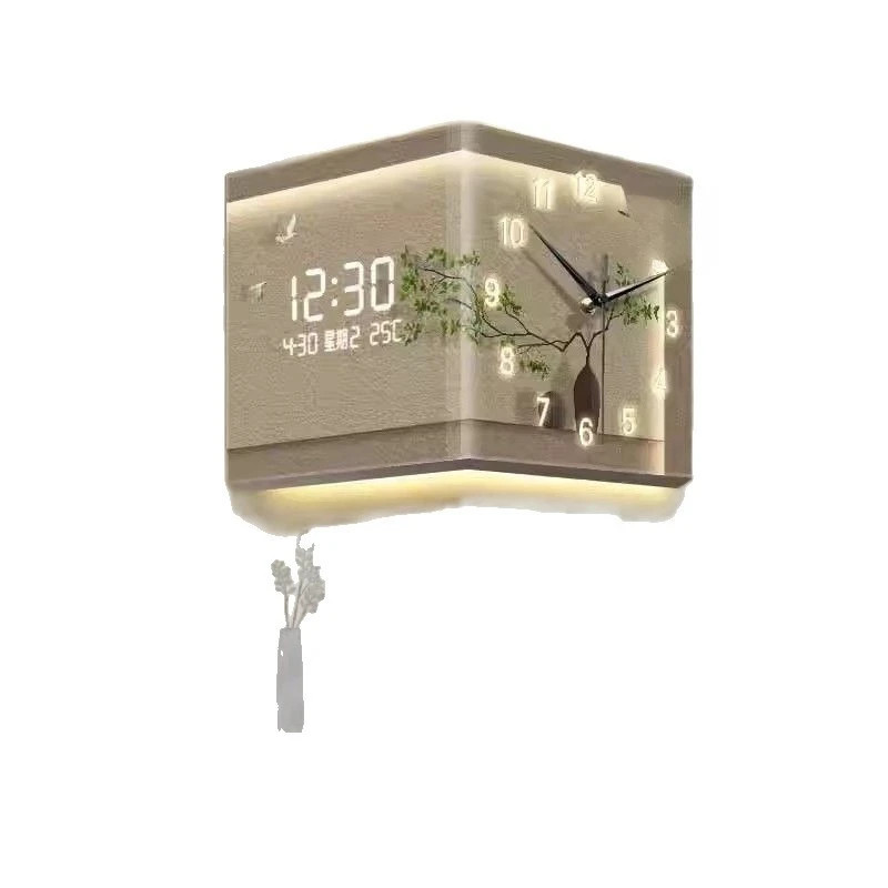 

Creative, light luxury, high-end corner clock, double-sided wall clock, simple, modern living room, digital display
