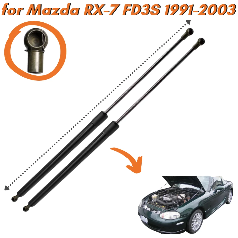 

Qty(2) Hood Struts for Mazda RX7 RX-7 FD3S 1991-2003 Front Bonnet Hood Gas Struts Springs Shock Absorbers Lift Supports Arm Bars