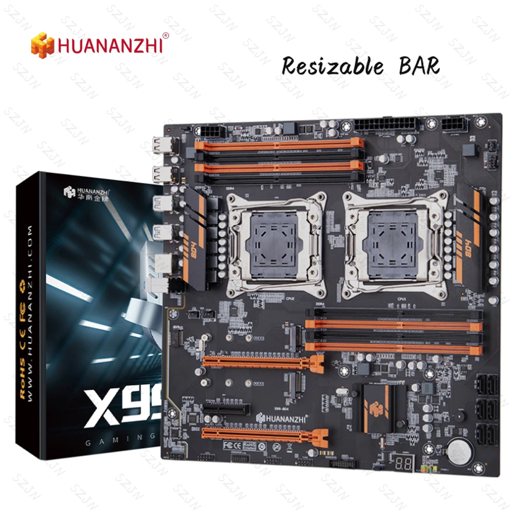 HUANANZHI 마더보드, 듀얼 CPU, LGA 2011-3 XEON E5 V3/V4 지지대, DDR4 RECC 메모리, M.2 NVME 크기 조정 가능 바, X99 8D4