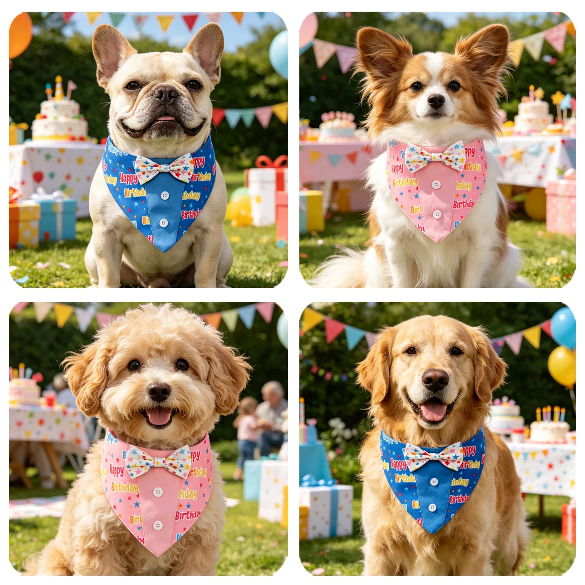 Sucado Geburtstagskostüm für Hunde, Verstellbarer Smoking mit 'Happy Birthday' Aufdruck, Fliege und Halstuch für Hunde – Detail 13