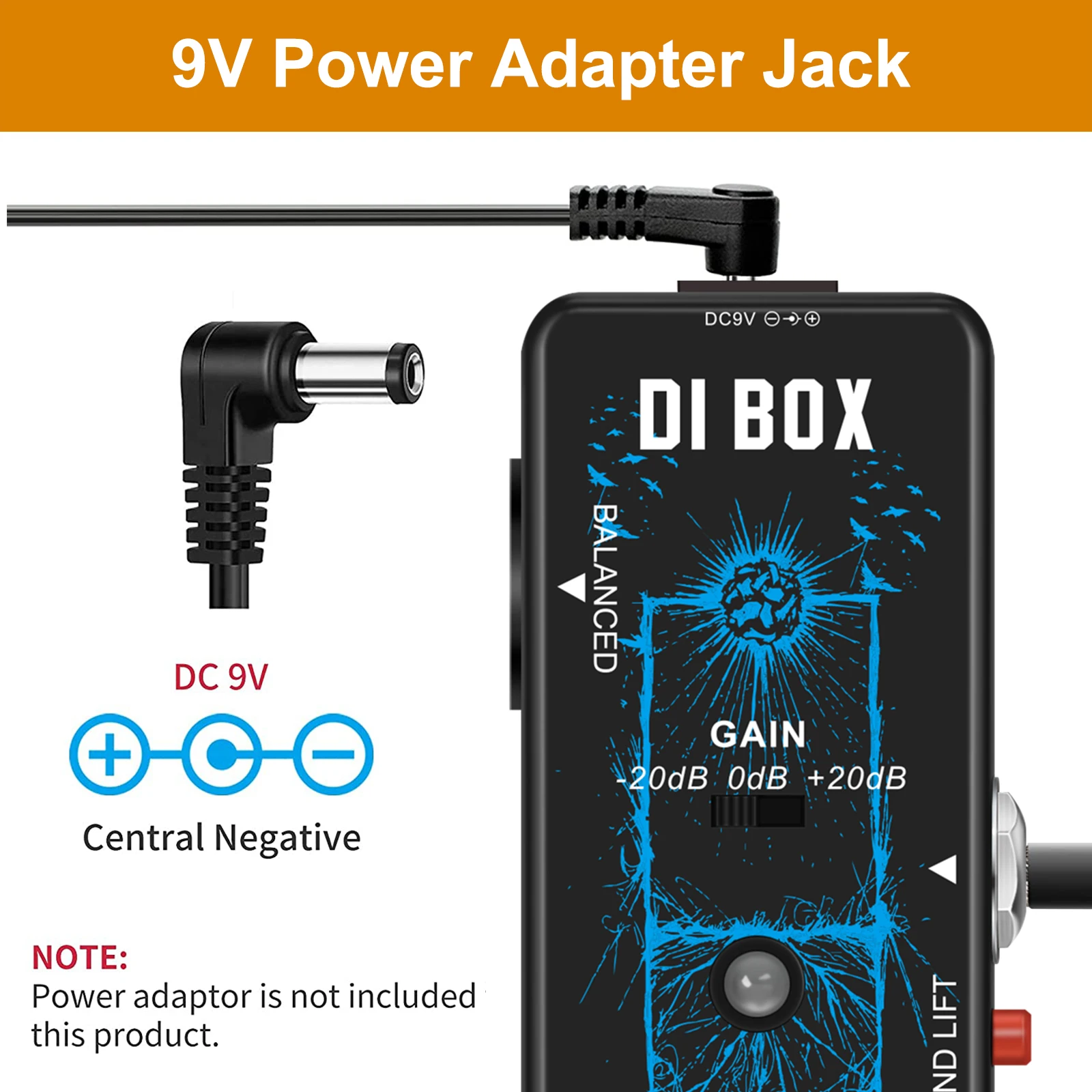 VSN Di Box Guitar Pedal Direct Box Guitar  Passive DI Box With Cabinet Simulator 1/4 and XLR Full Metal Mini Size True Bypass