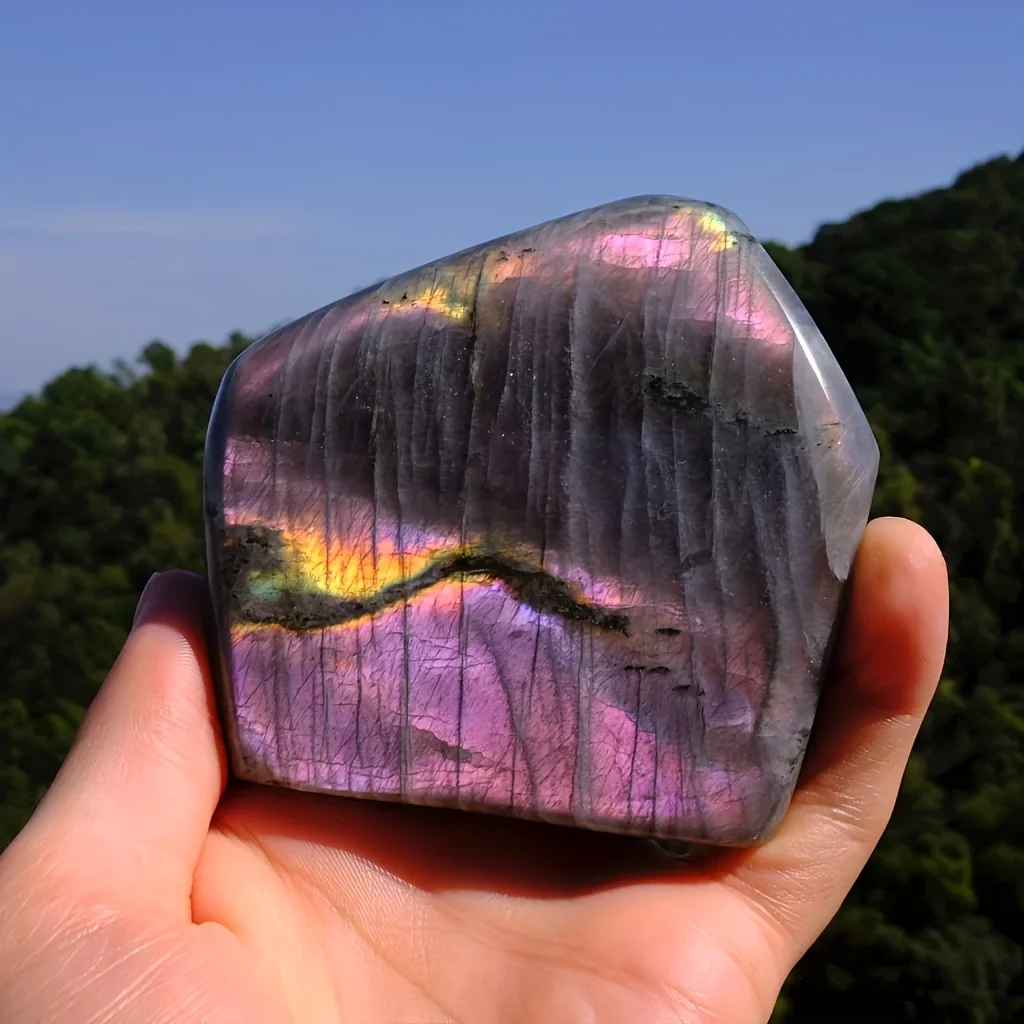 1PC Purple Flashy Labradorite Ornament, Bohemian Home Decor, Holiday for Xmas