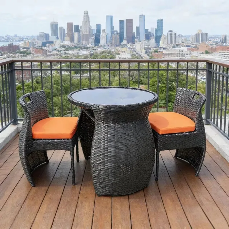Balcony European three-piece outdoor set Small round table with 2 chairs PC waterproof handmade