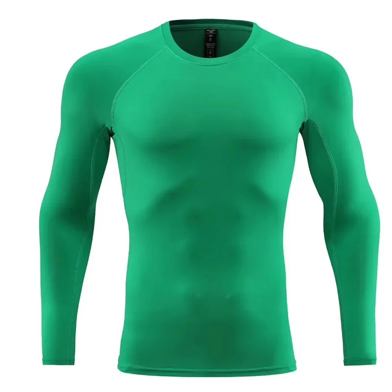 Men Long Sleeve Slim Tops Tees Sportswear Gym Fitness Compression T-shirt Running Football Jersey Outdoor Jogging Tight Quick