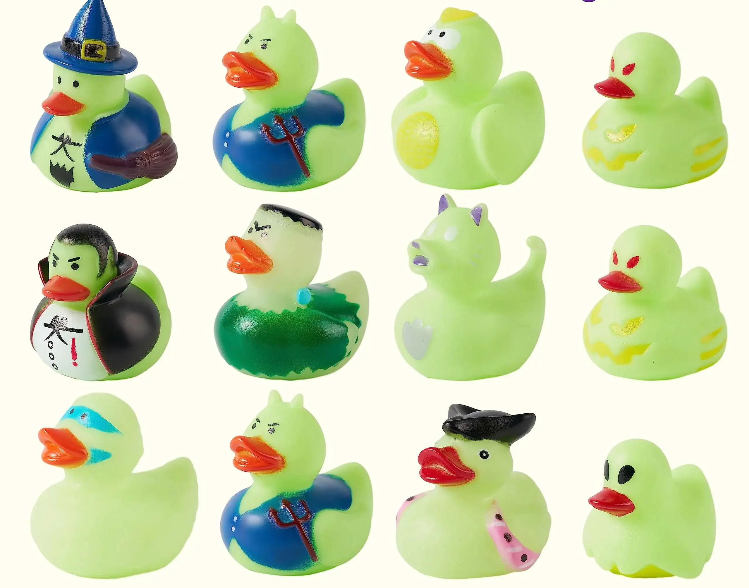 

24Glow in The Dark Halloween Fancy Novelty Assorted Rubber Duck for Bath Squirt Squeak Duck,Halloween Theme Party Trick or Treat