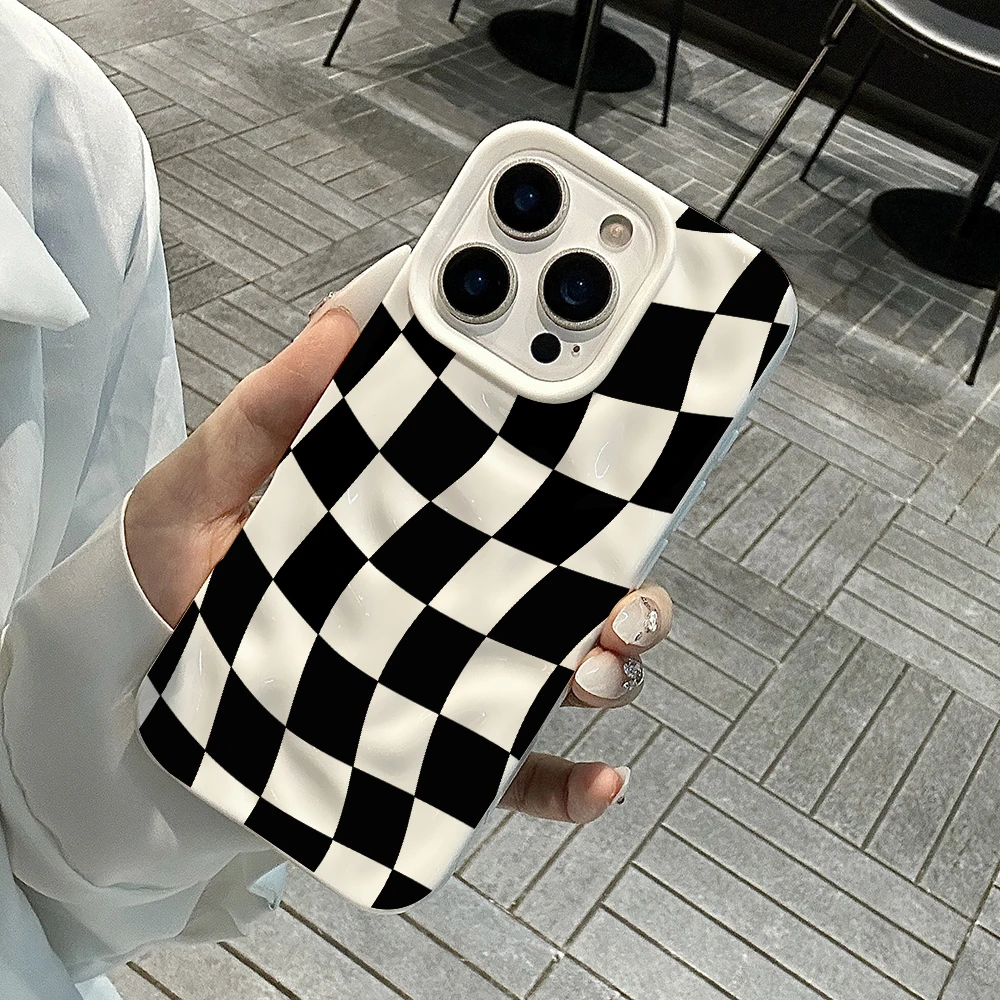 Kreatives Karodesign Koreanische Handyhülle für iPhone 17 16 15 14 13 12 11 Pro Max 14 Plus 17Air Falten-Wellen Weiche Silikonhülle – Detail 4