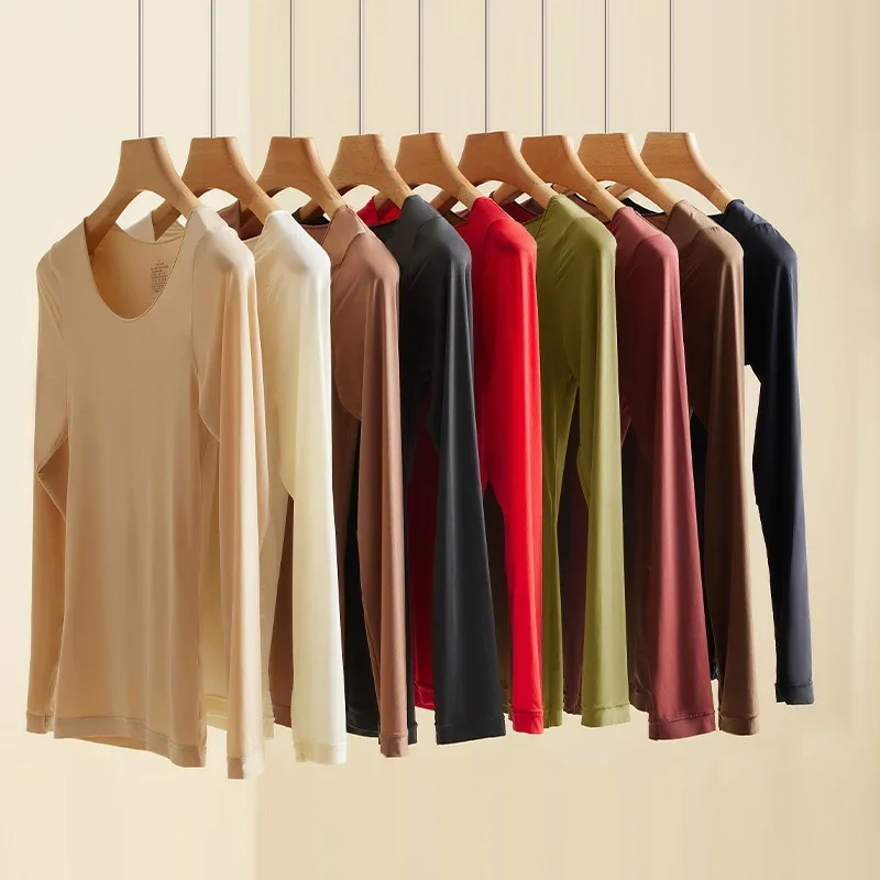 2피스 세트 무봉제 보온 속옷 세트 여성용 보온 속옷 첫 번째 층 보온 상의 겨울 보온 의류 여성용 얇은