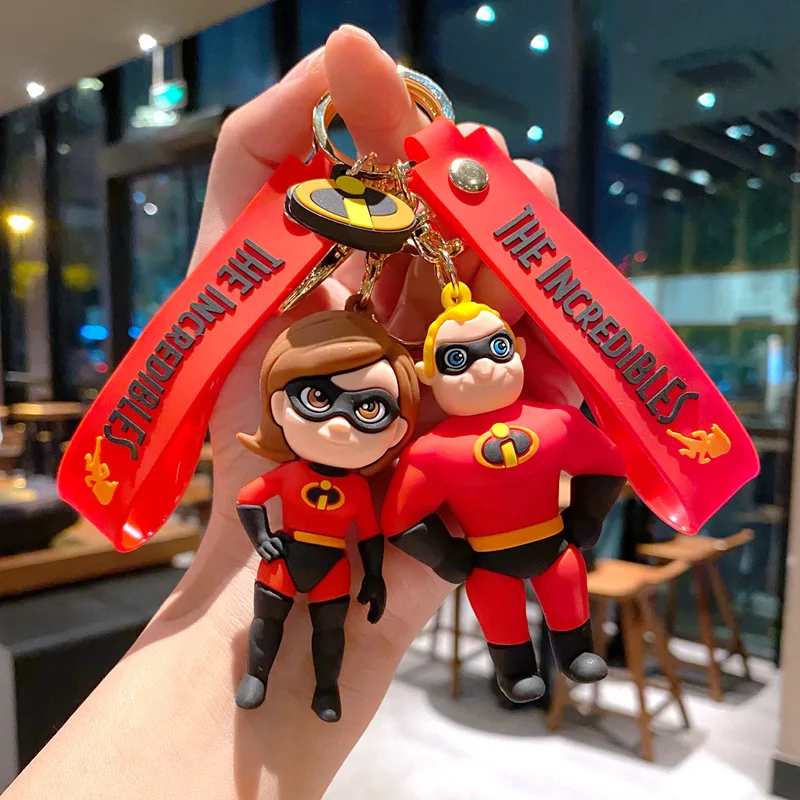 Disney Cartoon Keychain The Incredibles Movie Key Chain Women Men Bob Helen Helen Parr Family Figure Kids Toy Birthday Gift