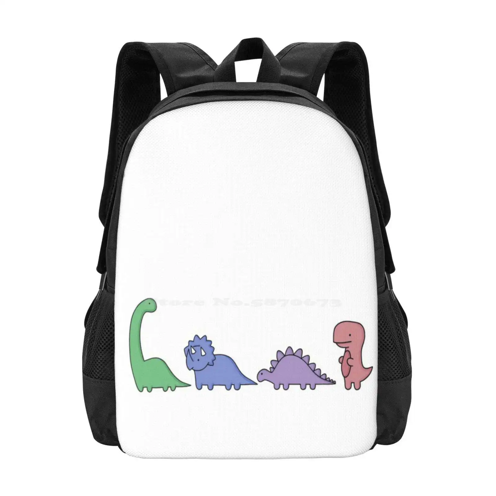 Dinosaur Illustrations Pattern Design Bagpack School Bags Brachiosaurus T Rex Stegosaurus Triceratops Dinosaurs Colourful