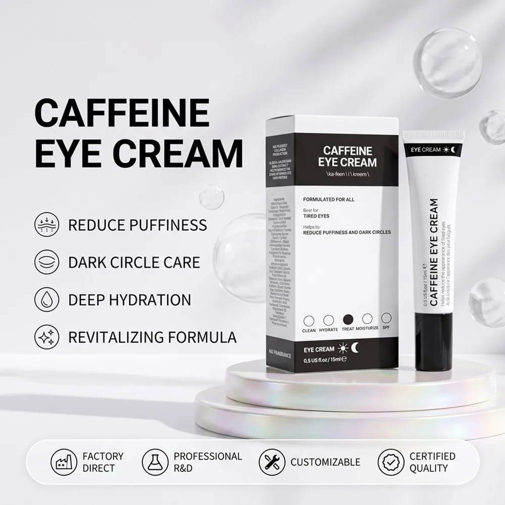 Creme para os Olhos com Cafeína 15ml, Firmador e Lifting, Reduz Inchaço, Olheiras e Linhas Finas, Cuidado Leve para a Área dos Olhos, Para Todos os Tipos de Pele