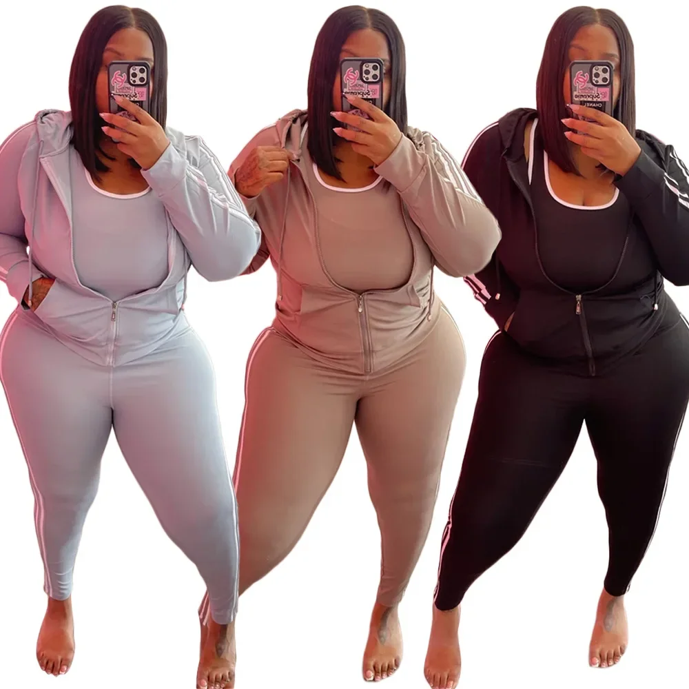 Big yards sportswear tops pants two-piece set of women fashion sports and leisure versatile fall and winter models