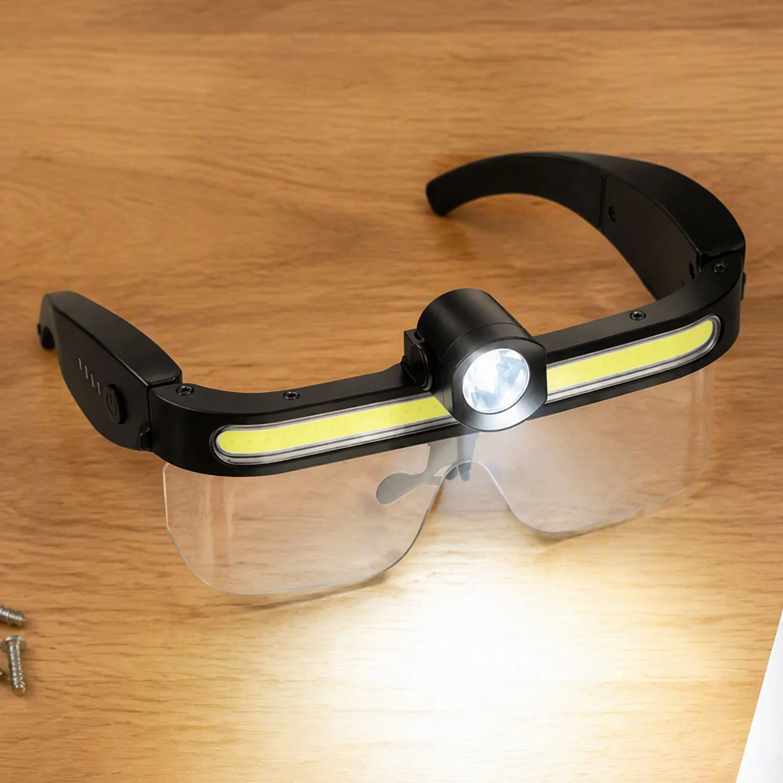 Rechargeable LED Glasses Headlamp COB Wide Angle Flood Type-C 5 Modes 200-300LM IPX4 Dual Source Outdoor Fishing Work