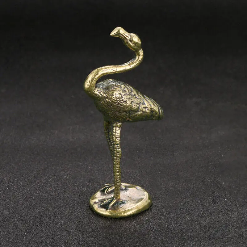 Statue Brass Flamingo Ornament Animal Toys Desktop Decoration Collection'