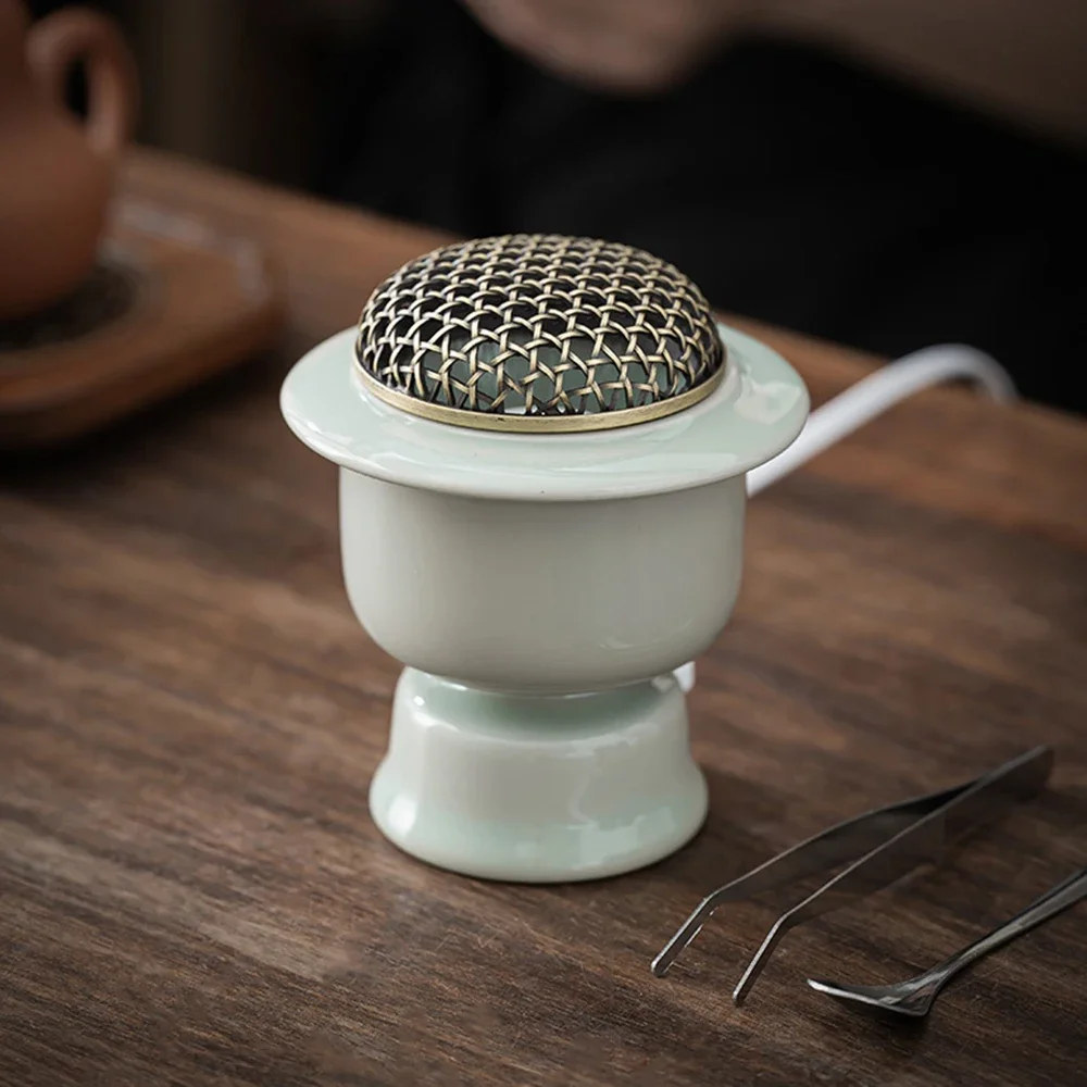 Celadon High-Temperature Electric Incense Burner, Timed Temperature Adjustment Heating, 220V Specialized Electronic Aroma Burner