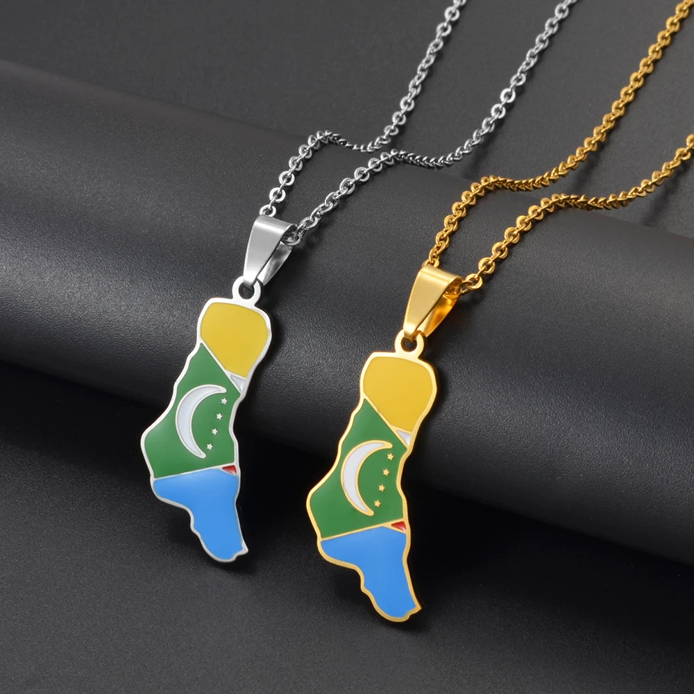 Anniyo Comores Map Necklaces for Women Comoros Jewelry Grand Comore Island @365321