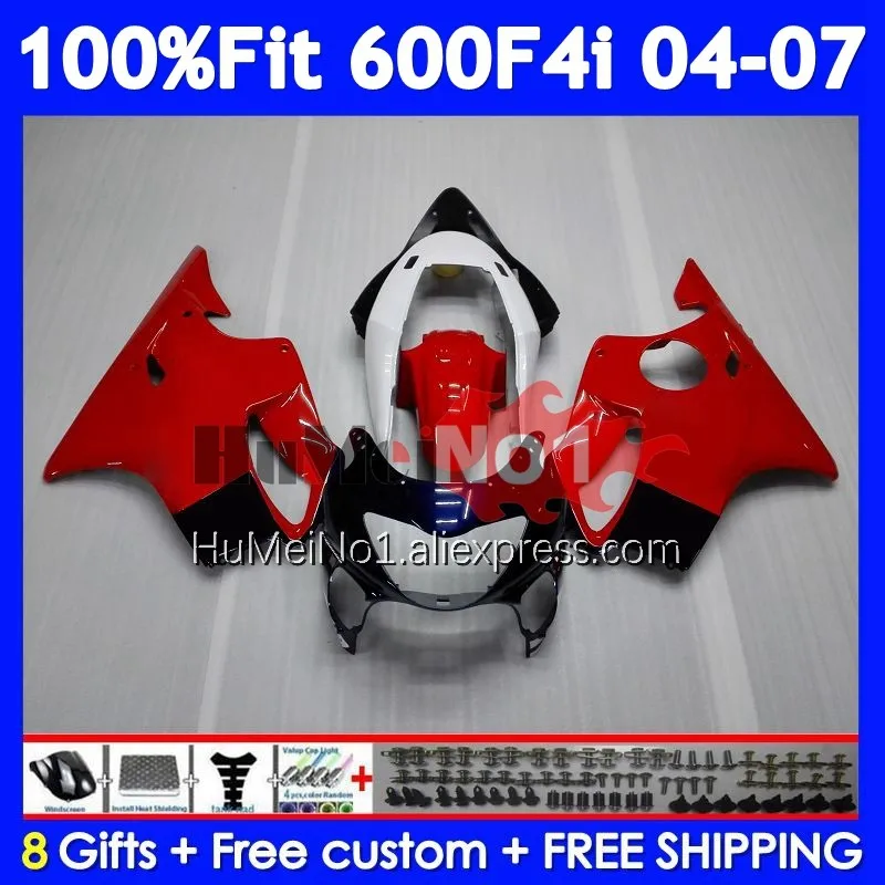 Injection Body For HONDA CBR600 CBR 600 F4i 600F4i 35No.88 Red black CBR600F4i 04 05 06 07 600CC 2004 2005 2006 2007 Fairing